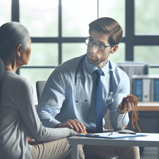 Caregiver supporting a patient in understanding Lyme disease stages during a medical consultation.