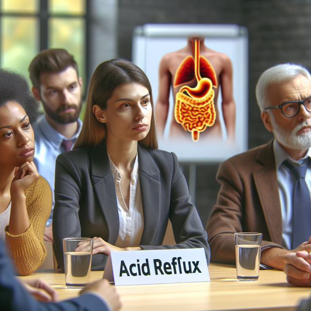 A doctor explaining acid reflux symptoms to a patient during a consultation.