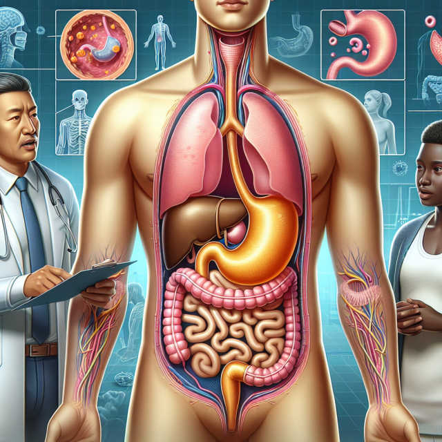 Medical professional and patient discussing causes of acid reflux.