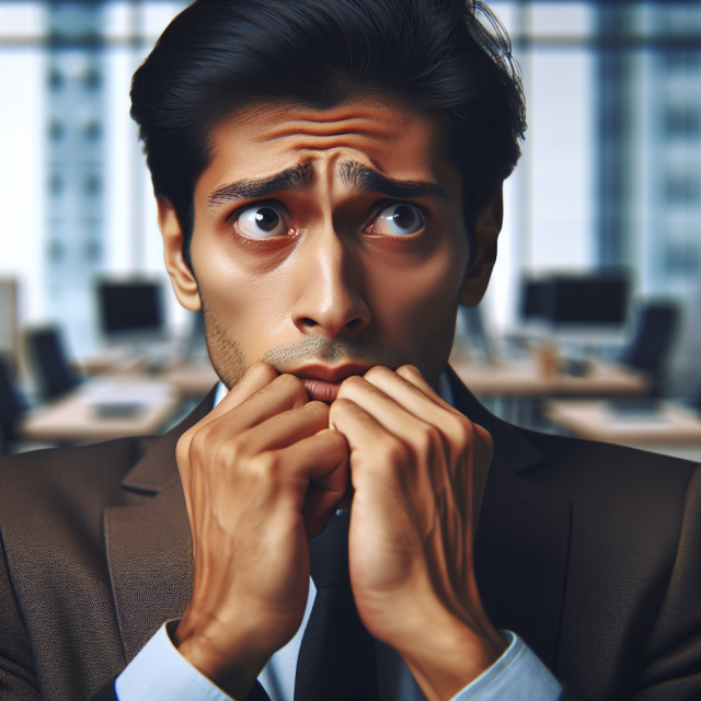 A man sitting practicing deep breathing for anxiety relief.