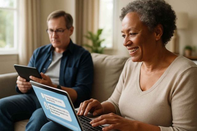 Two people chatting in a digital health forum
