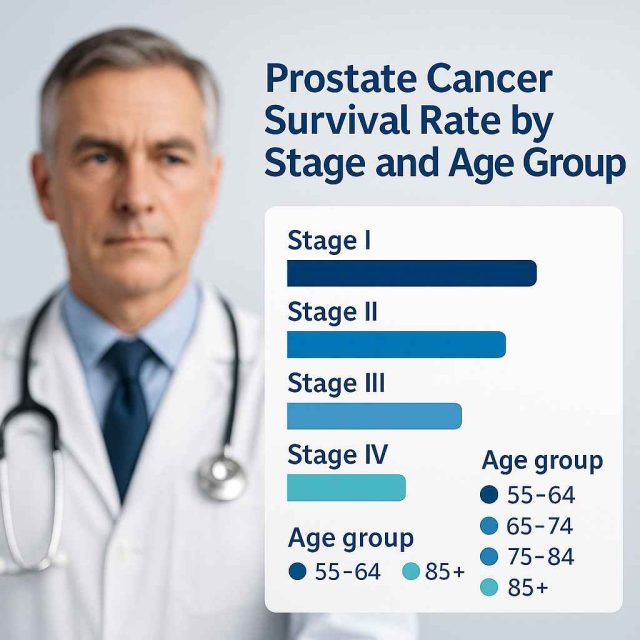 Prostate cancer survival rates by age and disease stage chart