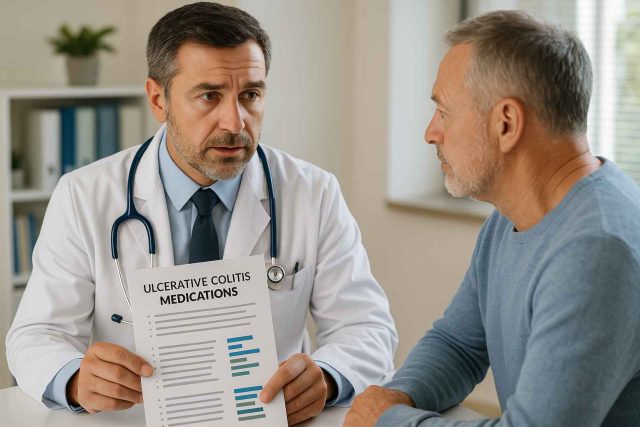 Doctor and patient reviewing ulcerative colitis treatment options