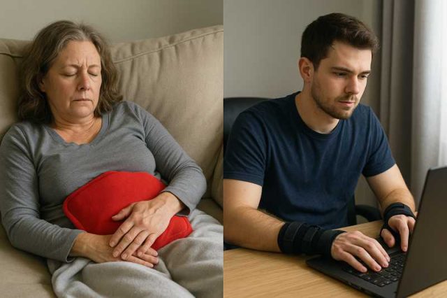 Two individuals managing chronic Lyme disease symptoms differently at home.