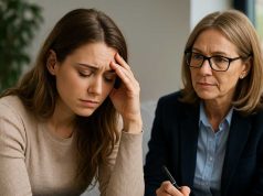 Counselor and patient during a supportive anxiety therapy session.